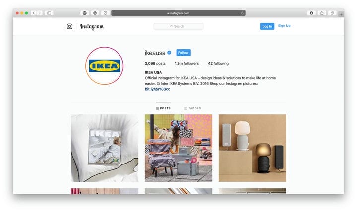Пример био из Ikea Instagram