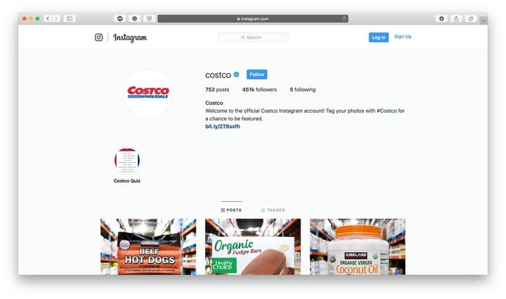 Costco Instagram Bio