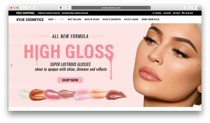 Успешные магазины Kylie Cosmetics Shopify