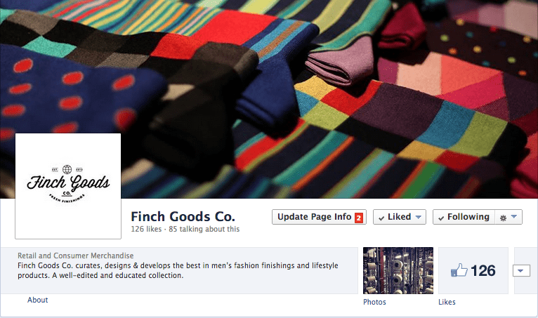 Настройка страницы Finch Goods Co. на Facebook - Как начать бизнес