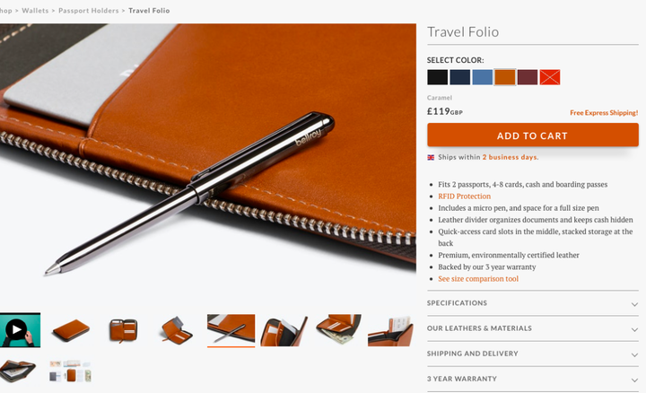 Nine Examples of Great Product Page Copy in Ecommerce
